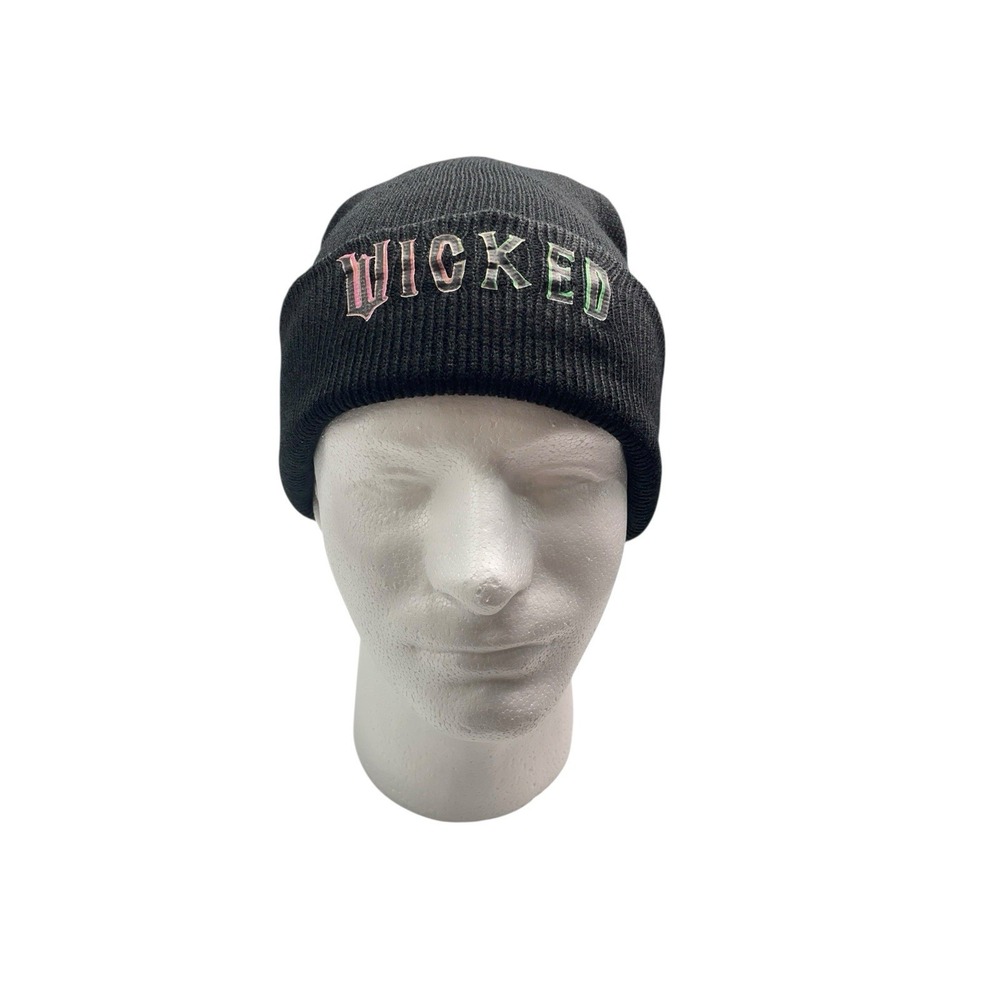 WICKED Beanie Black Knit Hat Pink Green‎ Unisex Glinda Elphaba